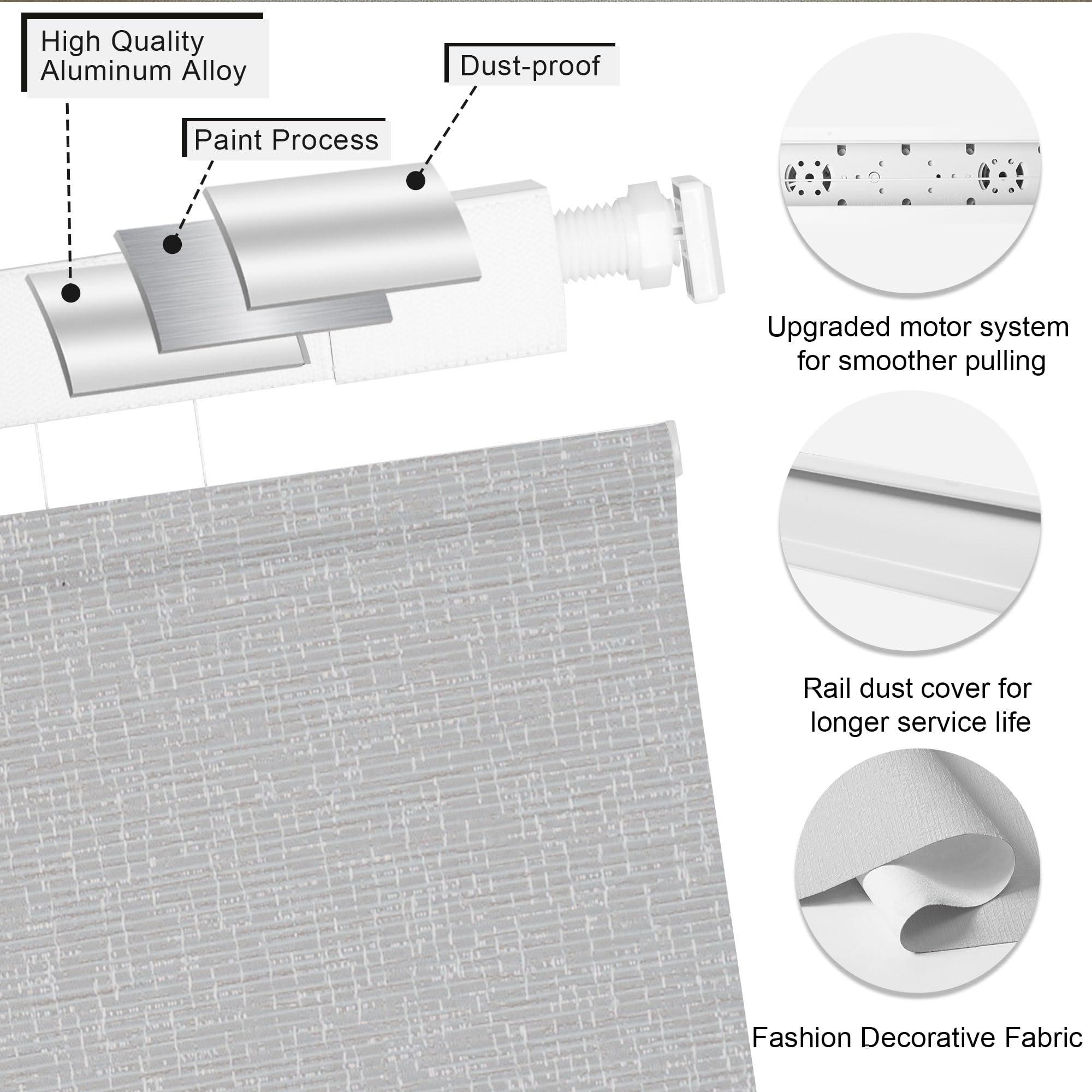 Sulugood Sulugood NO Drill NO Tools Cordless Roman Shades for Interior Windows, Top Down Bottom Up Roman Window Shade, Custom Blackout Linen Roman Window Blinds(32" W x 48" H) Blackout White Gray