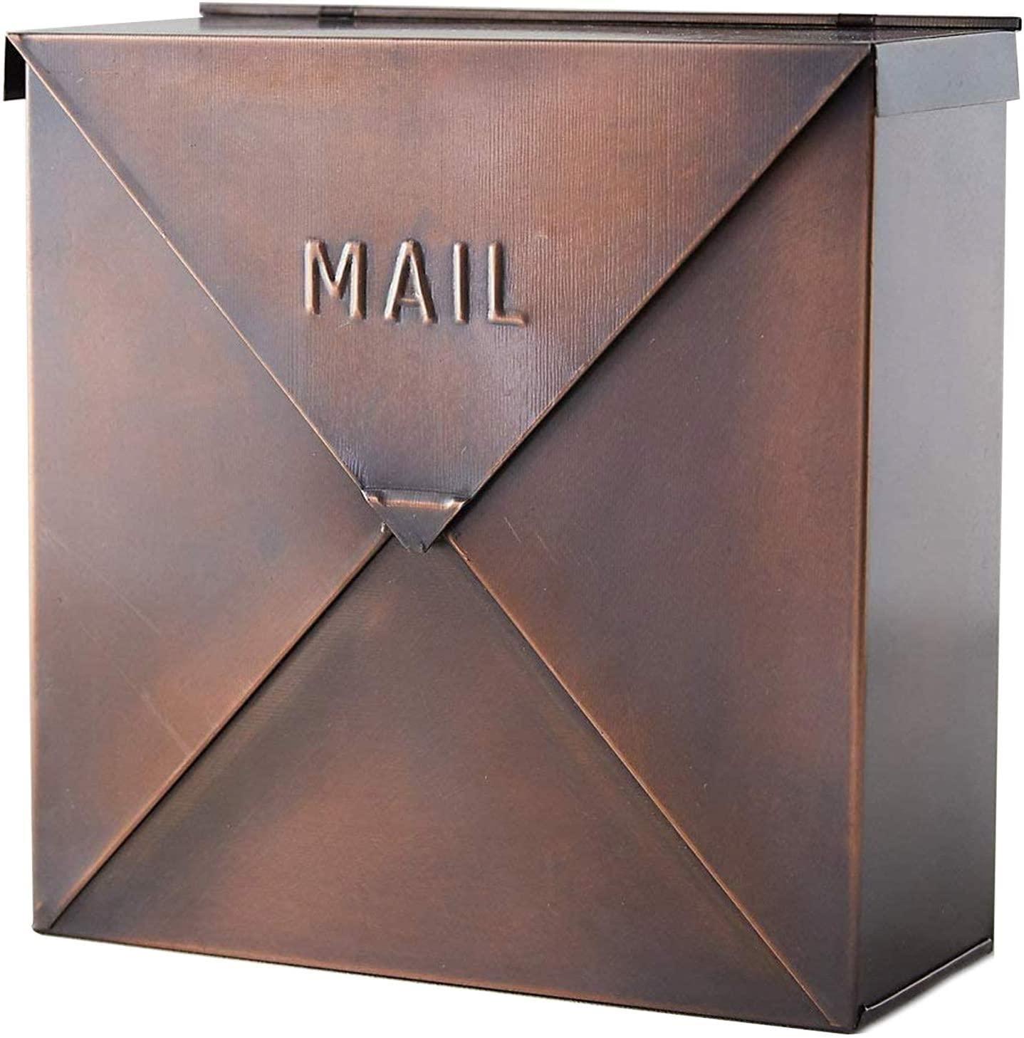 NACH NACH Mailboxes for Outside Wall Mount, 10 x 10 x 4 inch Antique Copper Mail Boxes for House Outside, Waterproof Mailboxes for Outside - Chicago Style Mail Box