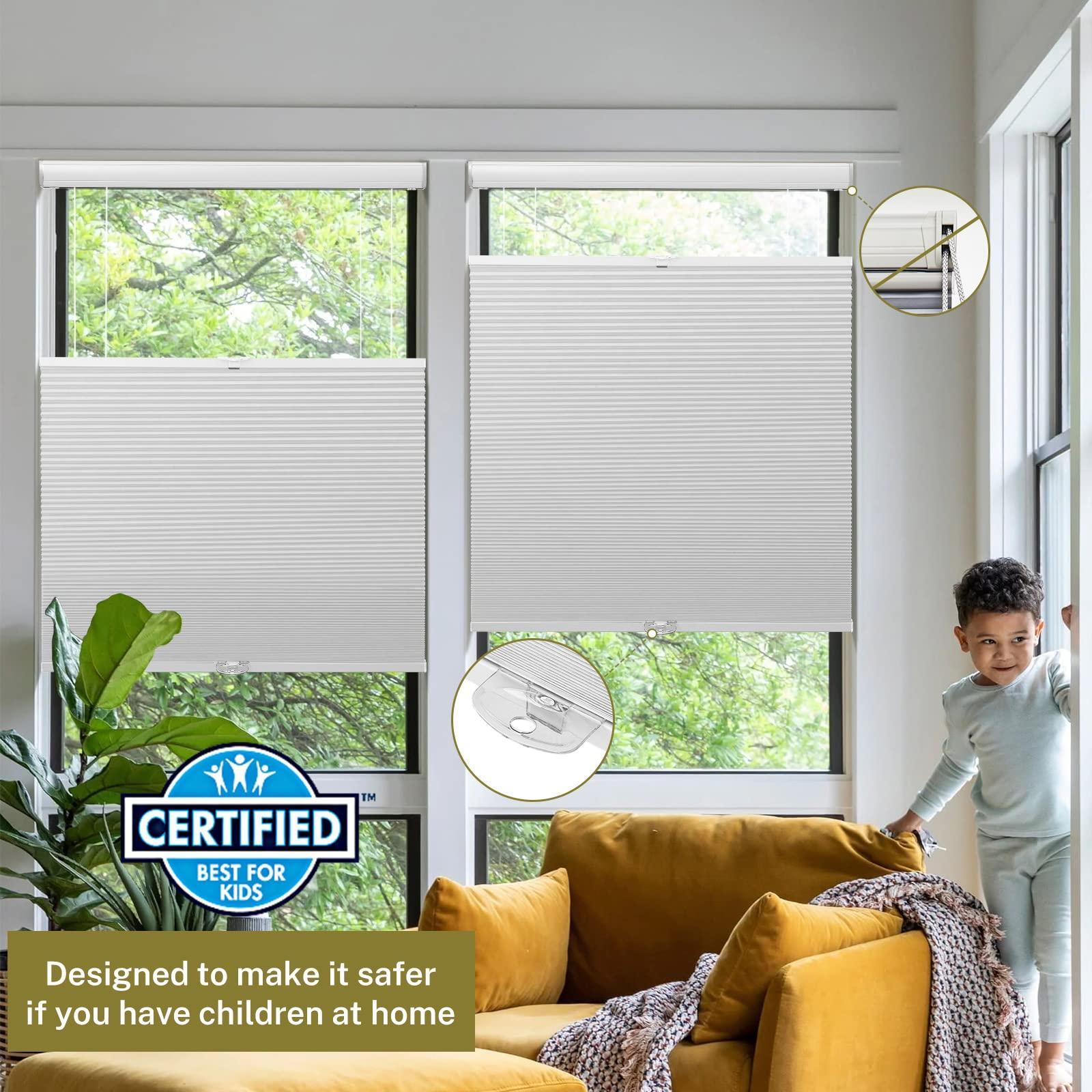 moonice Moonice Top Down Bottom Up Blackout Cellular Shades, Cordless up Down Blinds Bottom up Blinds for Windows Honeycomb Blinds Room Darkening Honeycomb Shades for WindowsEasy to Install