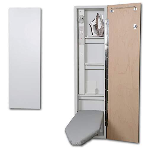 Iron-A-Way Iron-A-Way E-46-L Ironing Center - 46" Built-in Ironing Board with Electric System, Light, and Timer - Left Hinged Door - Flat White