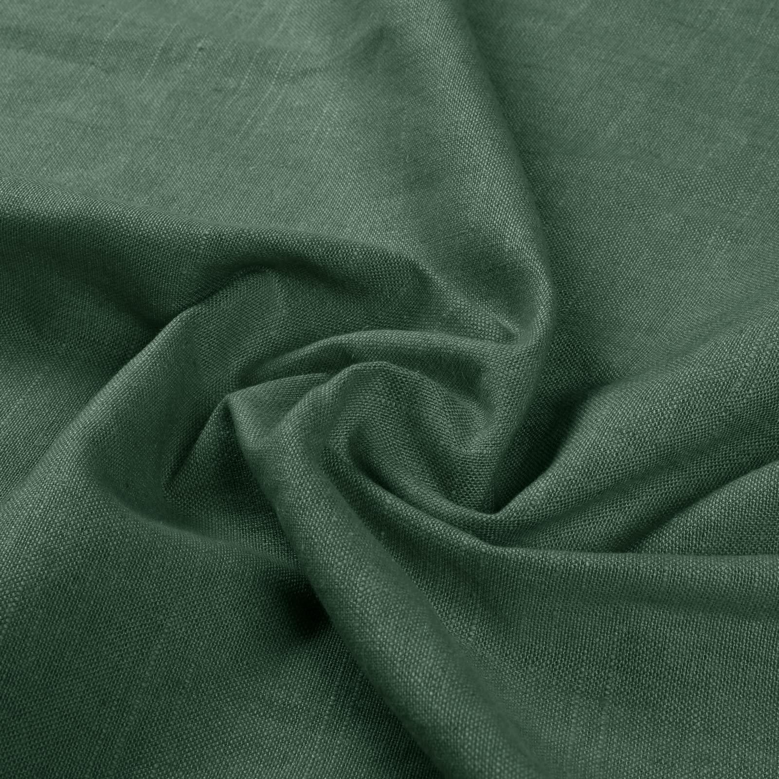 TWOPAGES TWOPAGES Cotton Linen Curtains Pinch Pleat Drapes for Living Room Kitchen Light Filtering Privacy Protection Drapes, Heavyweight Elegant Drapes (52W x 72L Inches, Hunter Green, Set of 2)