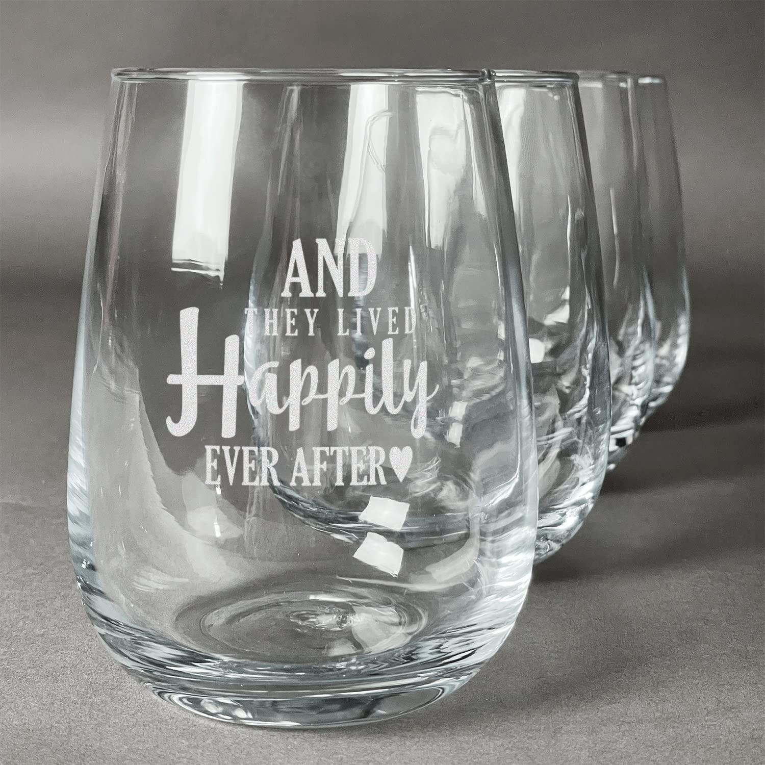 YouCustomizeIt Wedding Quotes and Sayings Stemless Wine Glasses (Set of 4) (Personalized)