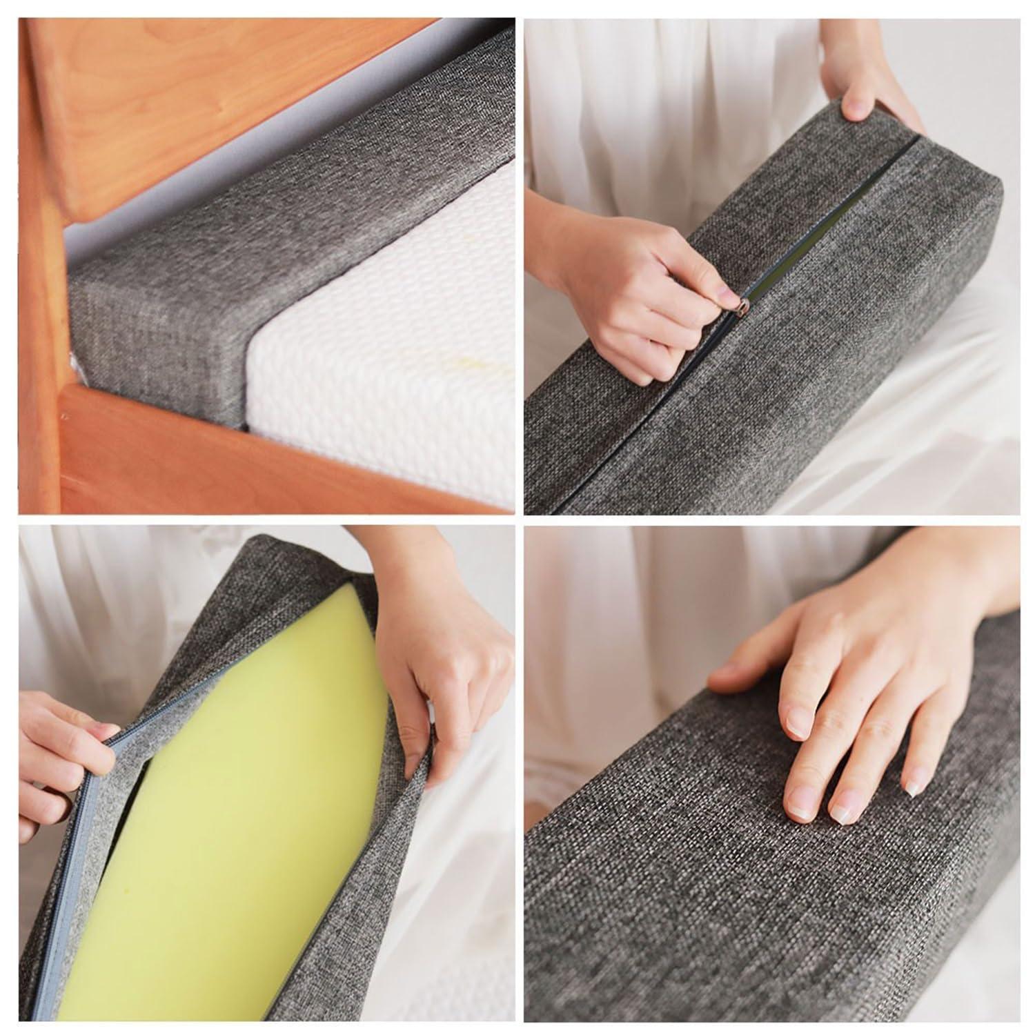 ZEaink ZEaink Bed Gap Filler, Mattress Extender for Full/Twin/Queen/Cal King/King Size Bed, Headboard Pillow Between Headboard and Mattress or Wall, High-Density Sponge with Removable Cover(#4,48x6x6in)