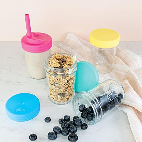 Elk and Friends Elk and Friends Kids & Toddler Cups | The Original Glass Mason jars 8 oz with Silicone Straws with Stoppers | Smoothie Cups | Spill Proof Sippy Cups for Toddlers