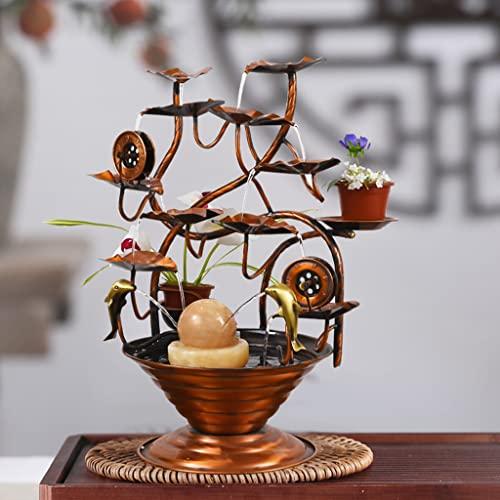 AMONG AMONG Tabletop Fountains Tabletop Fountain Copper Retro Water Fountain Desktop Waterfall Fountain Home Living Room Desktop Ornament Indoor Waterfall Feature