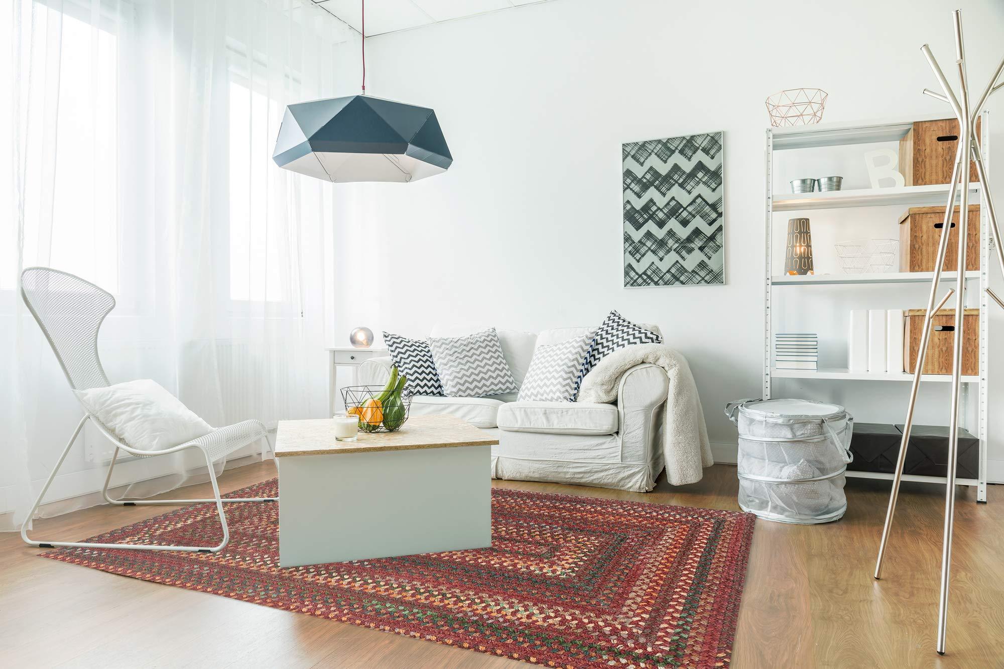 Capel Capel American Heritage Red 2\' 0\" X 6\' 0\" Runner Concentric Rectangle Braided Rug