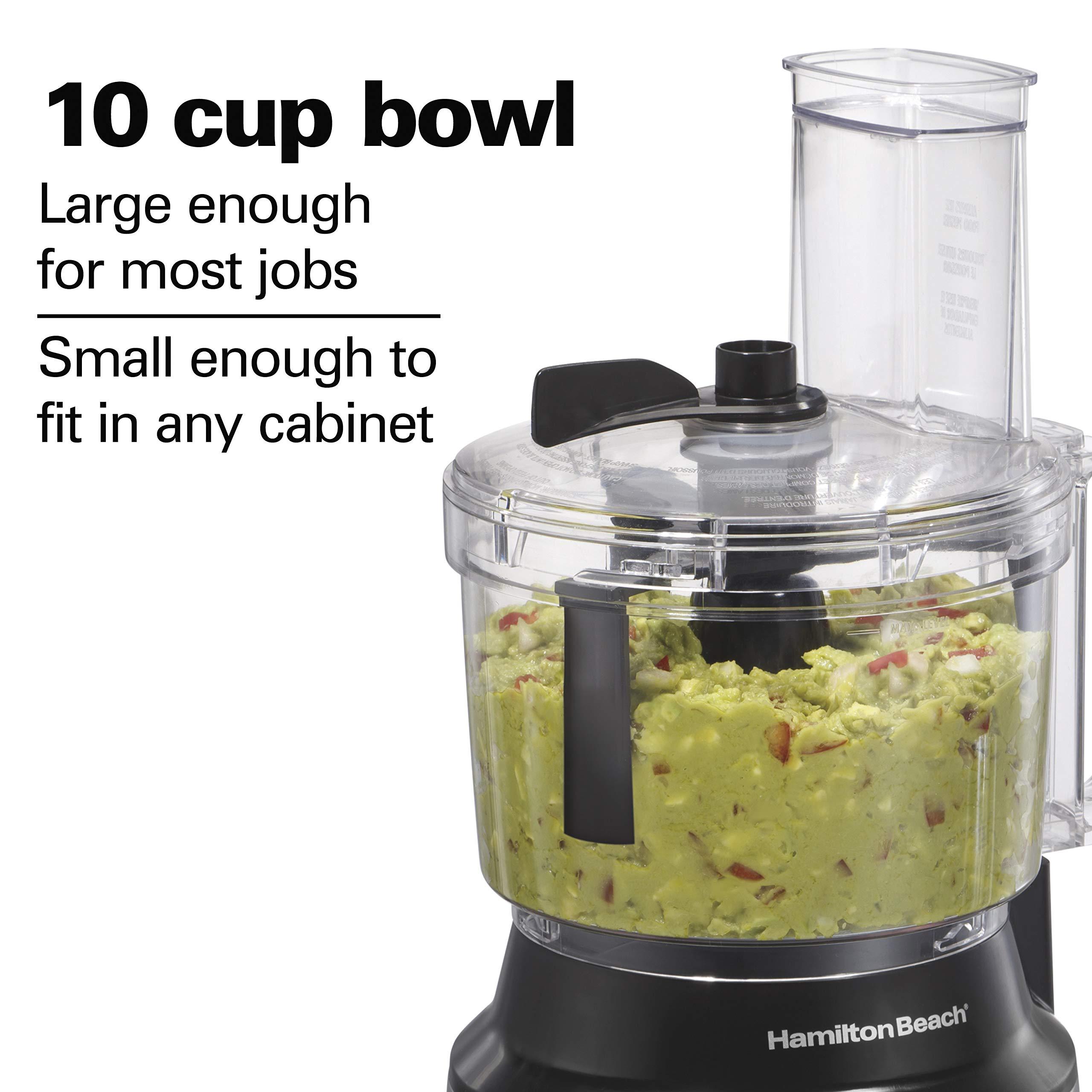 Hamilton Beach Hamilton Beach Food Processor & Vegetable Chopper for Slicing, Shredding, Mincing, and Puree, 10 Cups + Easy Clean Bowl Scraper, Black and Stainless Steel (70730)