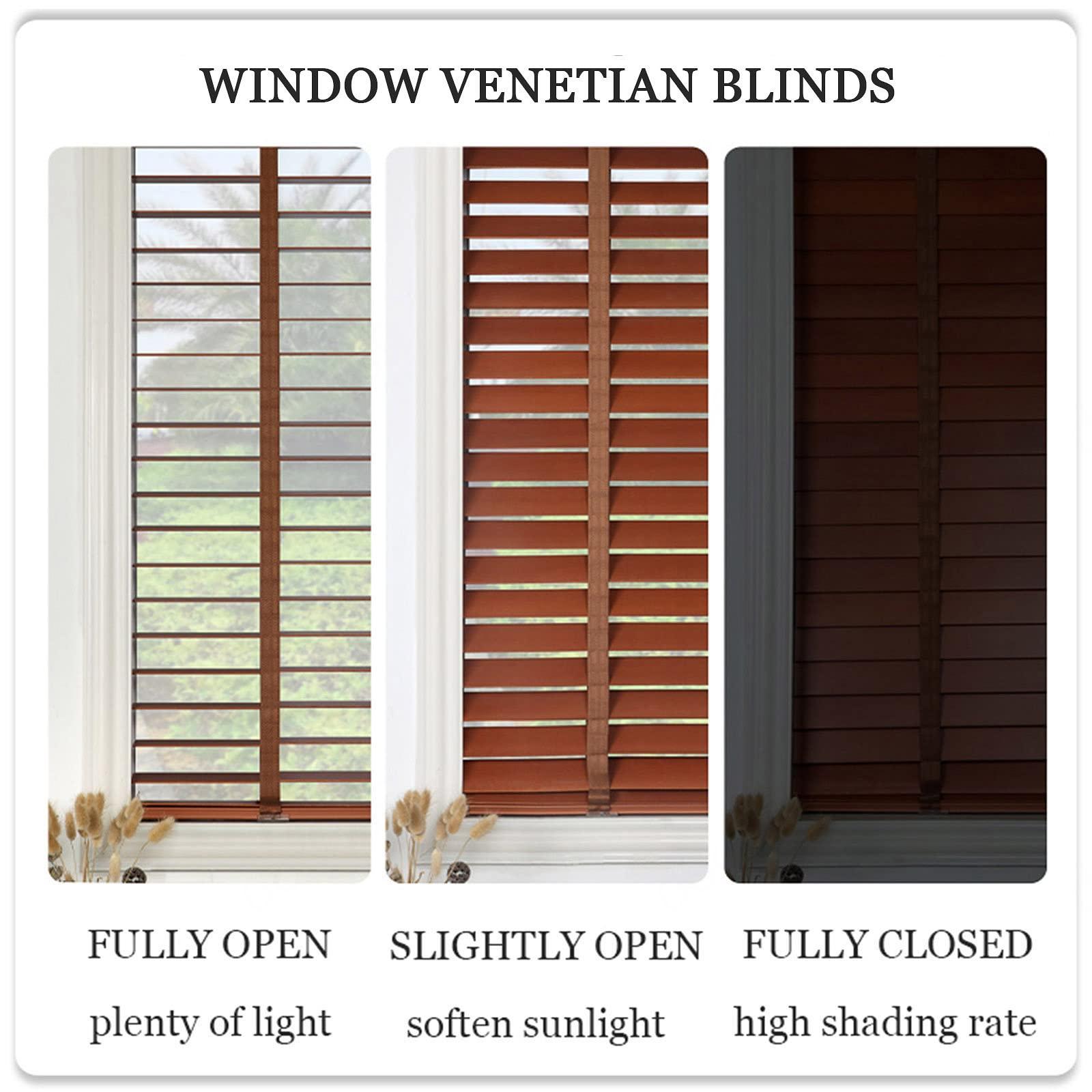 Xrdbfd Xrdbfd Wooden Venetian Blinds, Brown Window Blinds, Light Filtering Venetian Blinds, Solid Wood Blinds for Windows and Doors, 40-150cm Wide,WxH-60x100cm/23.5 * 39in