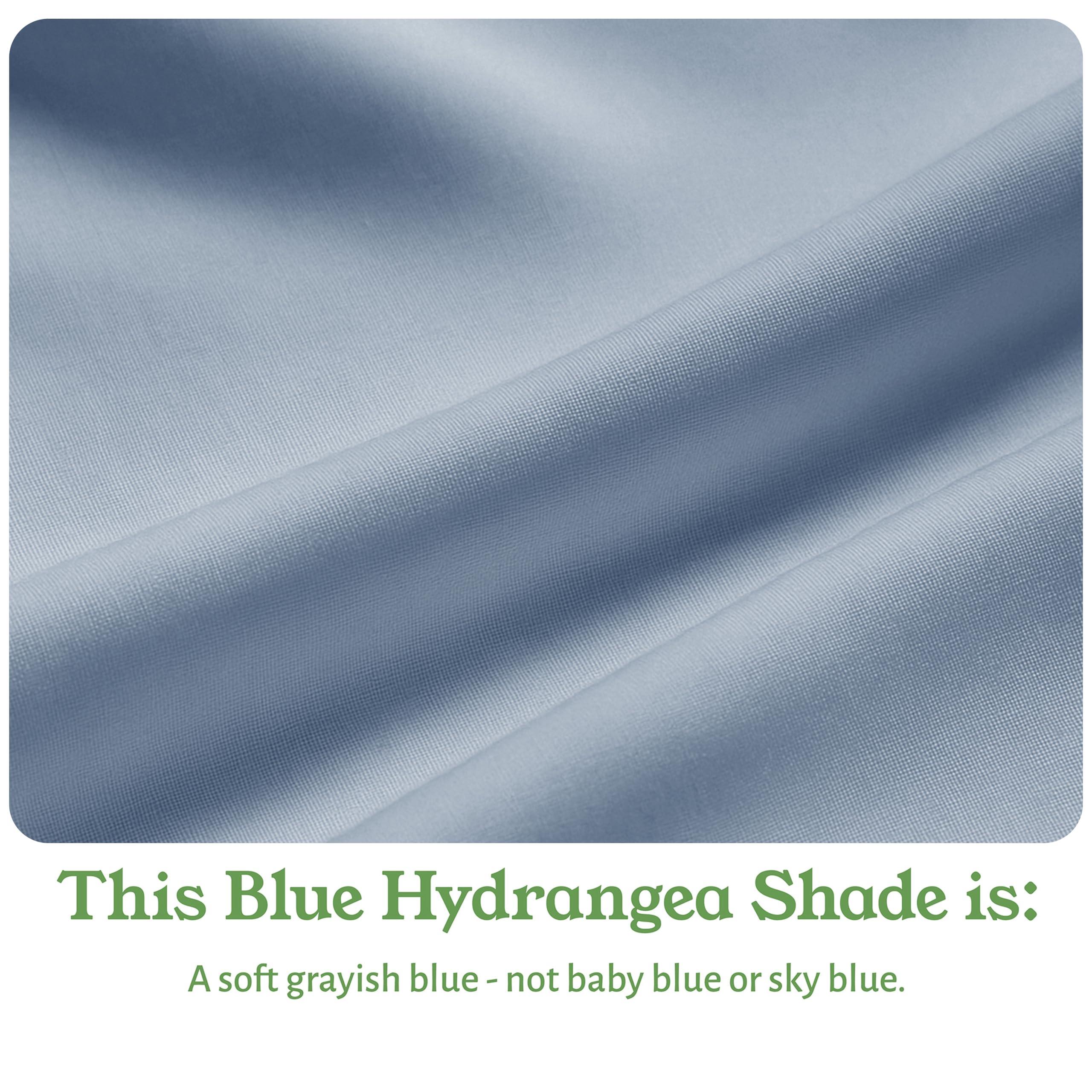 California Design Den California Design Den 100% Organic Cotton King Size Sheet Set, Percale Sheets, Deep Pocket King Sheets, GOTS Certified Luxury Sheets, King Size Cotton Bed Sheets, Blue Hydrangea Sheets