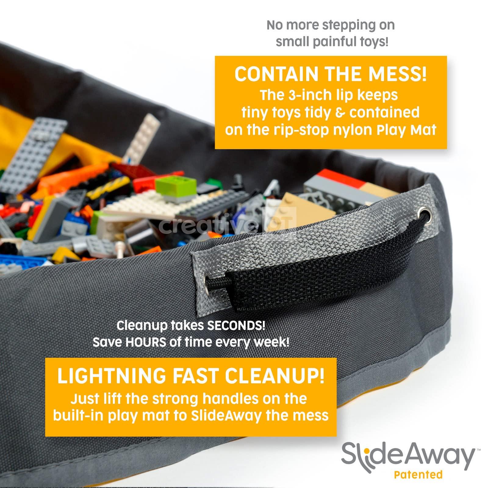 Creative QT Creative QT SlideAway Toy Storage Organizer & Play Mat for Kids - Organizer Storage Bin - Kids Toy Box for Boys & Girls - Playroom Bin - Holders for Kid Rooms, Classrooms, Teachers - Grey Stripes