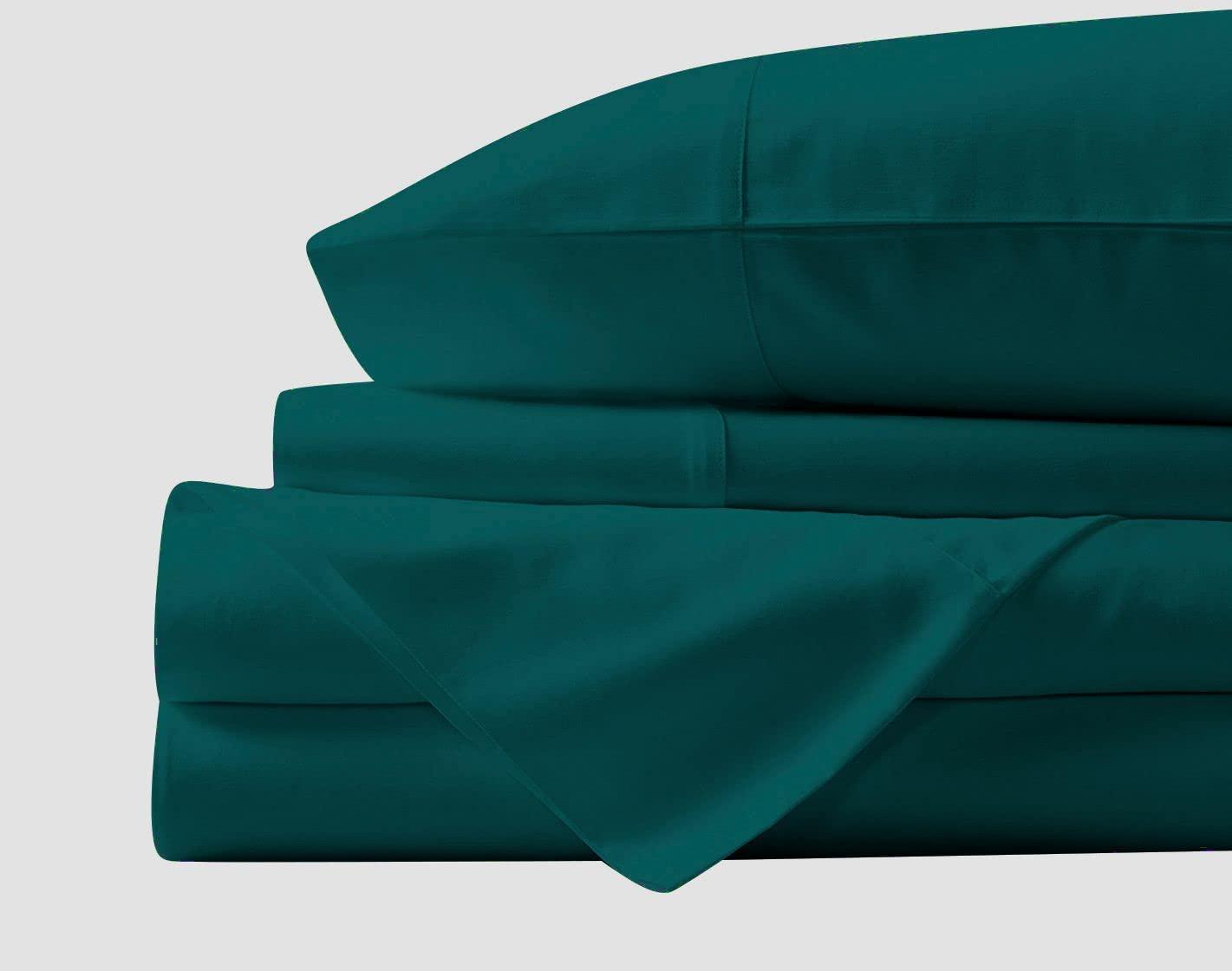 Velosso Velosso 4 Piece 100% Egyptian Cotton Sheet Set 1000 Thread Count 21 Inches Deep Pocket Sheet Set - Teal Solid, Olympic Queen