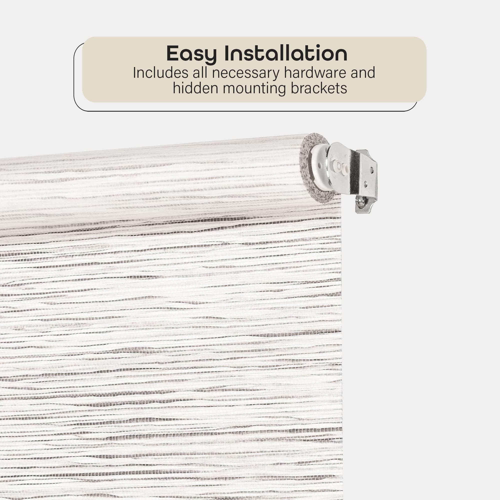 Achim Home Furnishings Cordless Privacy Jute Window Roller Shade - 55 Inch Width, 72 Inch Length - Silver Grey - Light Filtering Woven Natural Fiber Horizontal Windows Blinds by Achim Home Decor