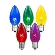 Novelty Lights Novelty Lights 25 Pack C9 Twinkle Outdoor Christmas Replacement Bulbs, Multi, E17/C9 Intermediate Base, 7 Watt…