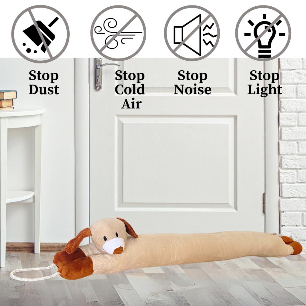 Evelots Evelots Under Door Dog Draft Stopper - Weighted - Keep Cold Air, Warm Air Out - Odor, Noise, Dust, Wind Blocker - Great for Window - Full 38 Inch Long - Heavy Duty Cute Puppy - Hanging Loops