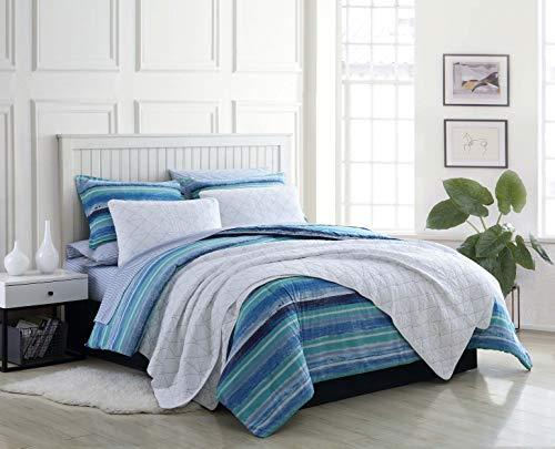 Poppy & Fritz Poppy & Fritz - Twin Comforter Set, Breathable Cotton Bedding with Matching Sham, Medium Weight for All Seasons (Alex Blue, Twin)