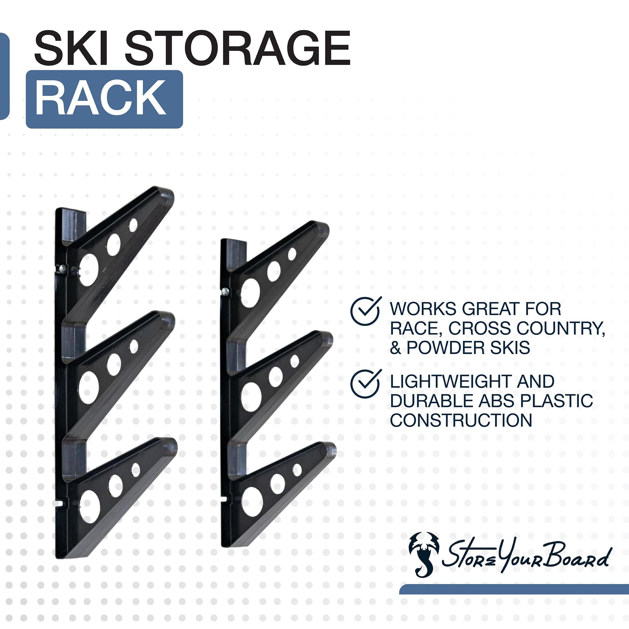 StoreYourBoard StoreYourBoard Ski Storage Multi Rack, Horizontal Wall Mount, Skis and Poles Holder