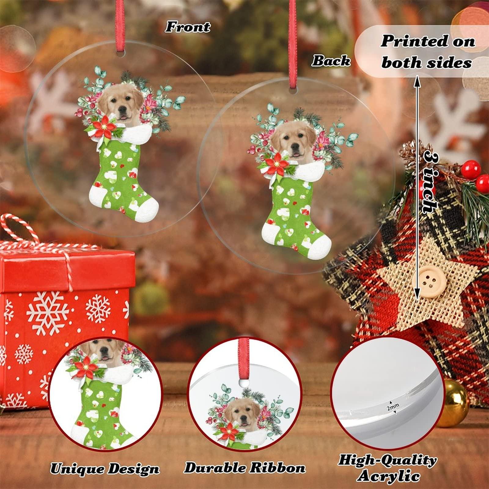 JOYYUEJIIN Merry Christmas Corgi Christmas Ornaments Animal Christmas Stocking Flower Christmas Decorations for Tree Merry Christmas Personalized Christmas Ornaments 2022 Hanging Ornaments New Year Gifts