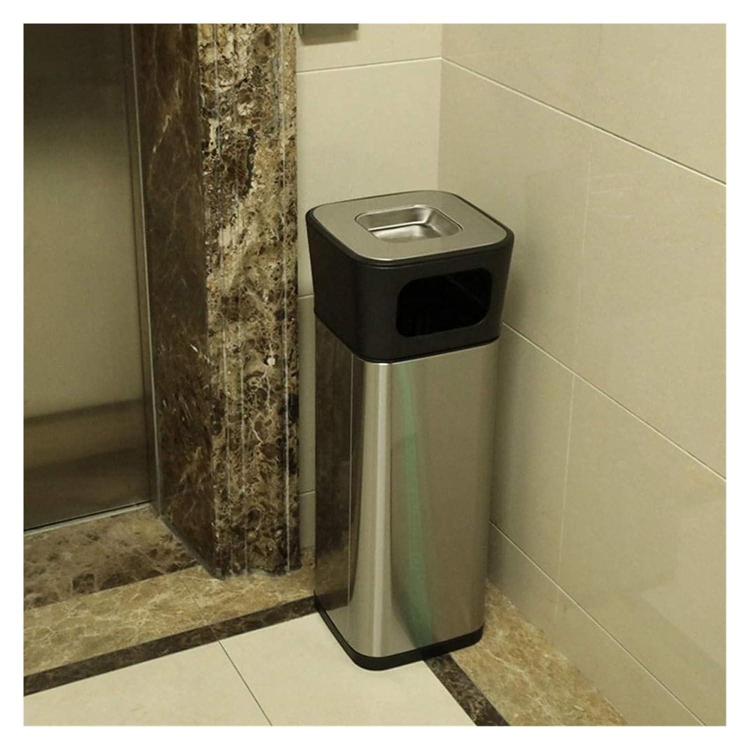 YAYASHANLI YAYASHANLI Trash Cans Stainless Steel Outdoor Trash Can Commercial Trash Bins with Ashtrays Garbage Can for Hotel Mall Dustbins Outdoors and Home(45.5 * 28cm)