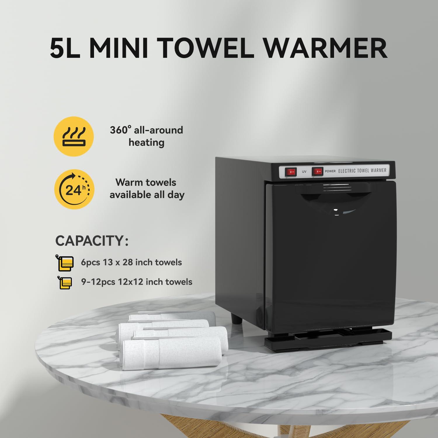 VERYTOP VERYTOP Hot Towel Warmer for Spa, Thermostatic Towel Heater, 2-in-1 Professional Mini Towel Warmer, Beauty Salon and Spa Towel Warmers for Facial.(5L-Black)