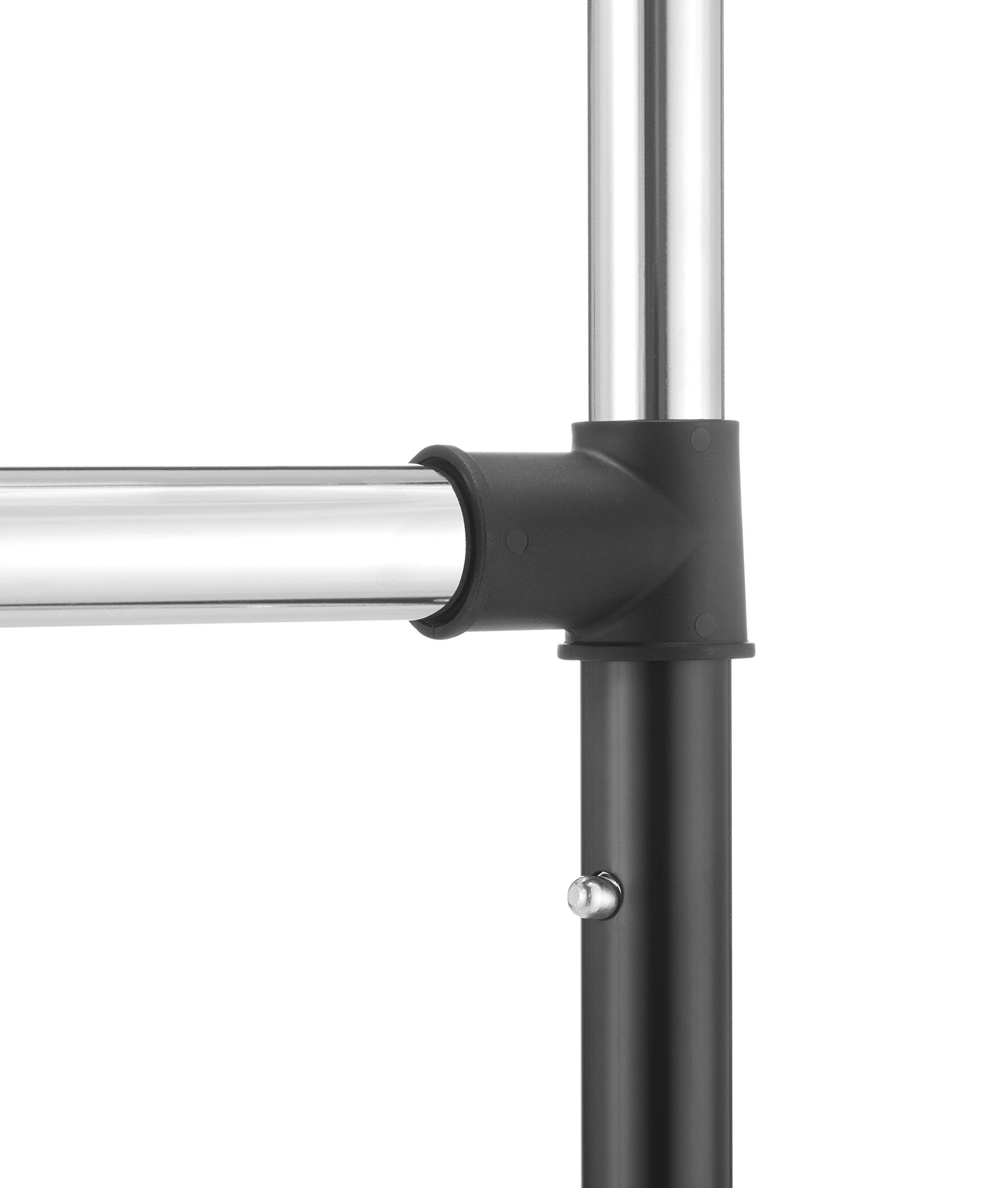 Whitmor Whitmor Adjustable 2-Rod Garment Rack - Rolling Clothes Organizer - Black and Chrome