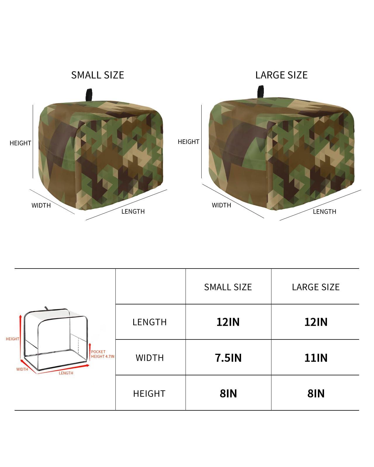 IDOWMAT 4 Slice Toaster Cover Dustproof Kitchen Small Appliance Cover Camouflage Geometric Triangle Dust Cover Polyester Bread Machine Cover Protector with Loop for Standard 4 Slice Toasters