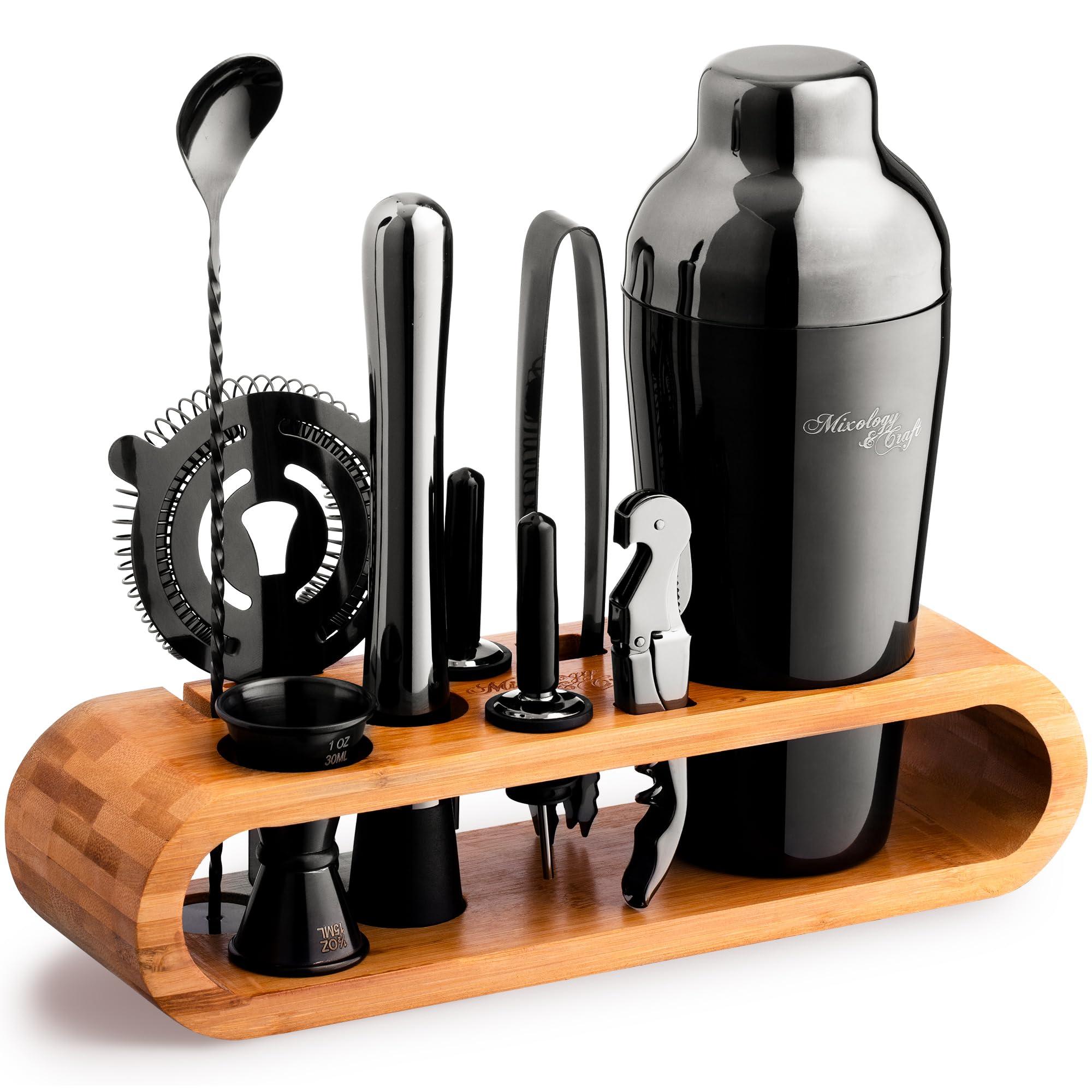 Mixology & Craft Mixology & Craft Bartender Kit: 10-Piece Bar Tool Set with Bamboo Stand | Perfect Home Bartending Kit and Martini Cocktail Shaker Set Great Drink Mixing Experience | Fun Housewarming Gift (Gun-Metal)