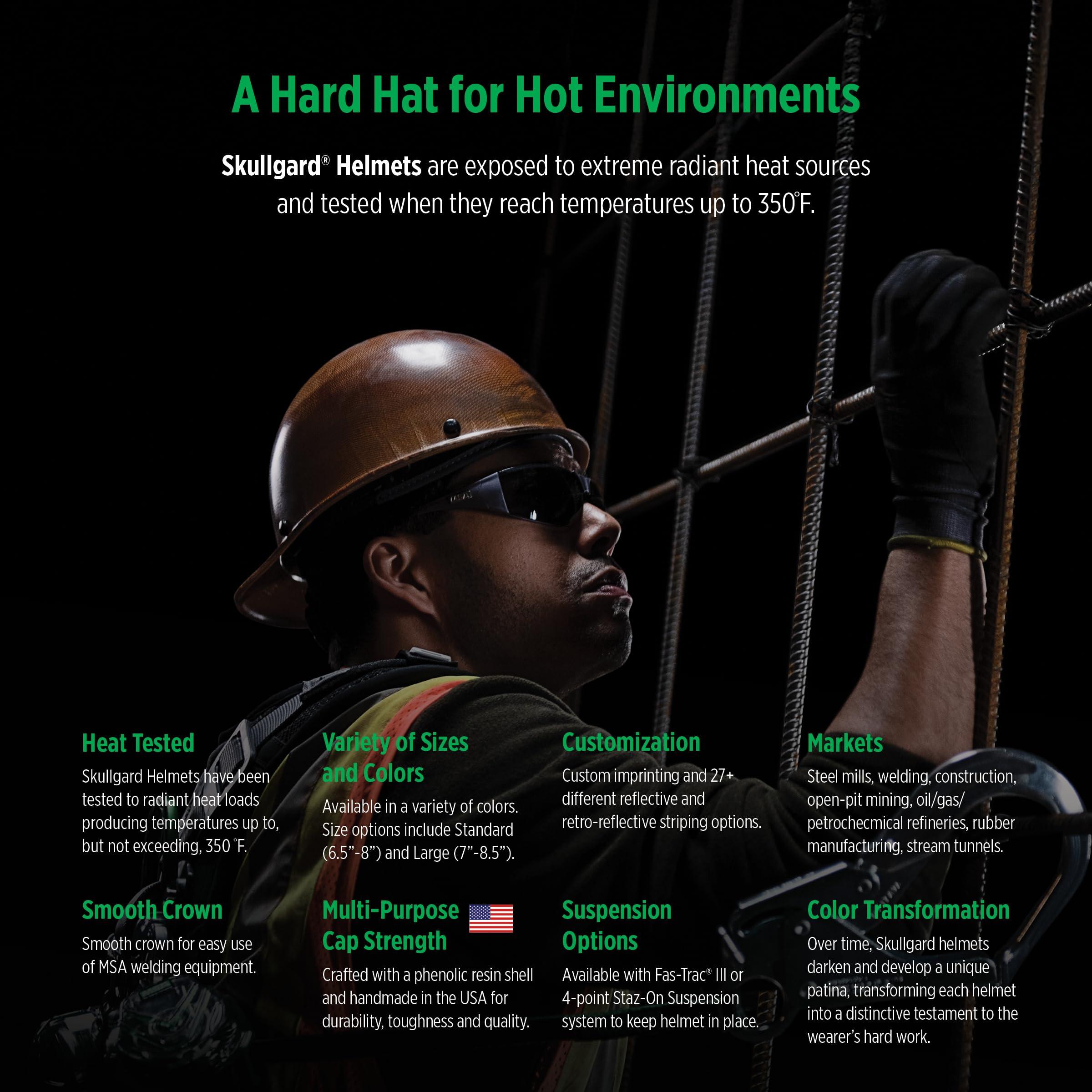 MSA MSA 454617 Skullgard Cap Style Safety Hard Hat with Staz-on Pinlock Suspension | Non-slotted Cap, Made of Phenolic Resin, Radiant Heat Loads up to 350F - Standard Size in Natural Tan