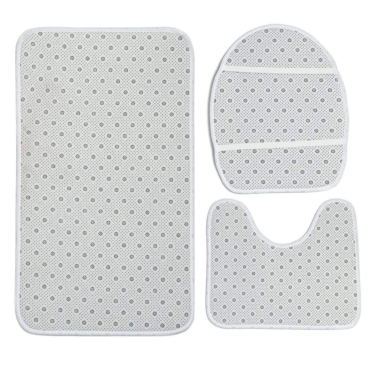 LEOSUCRE LEOSUCRE Bath Mat 3 Piece Bathroom Rug Sets, Metal Anchor Non Slip Bath Rug Contour Mat and Toilet Lid Cover, Absorbent Shower Mat Soft Bath Rug and Mat Set Blue Painting Backdrop Small