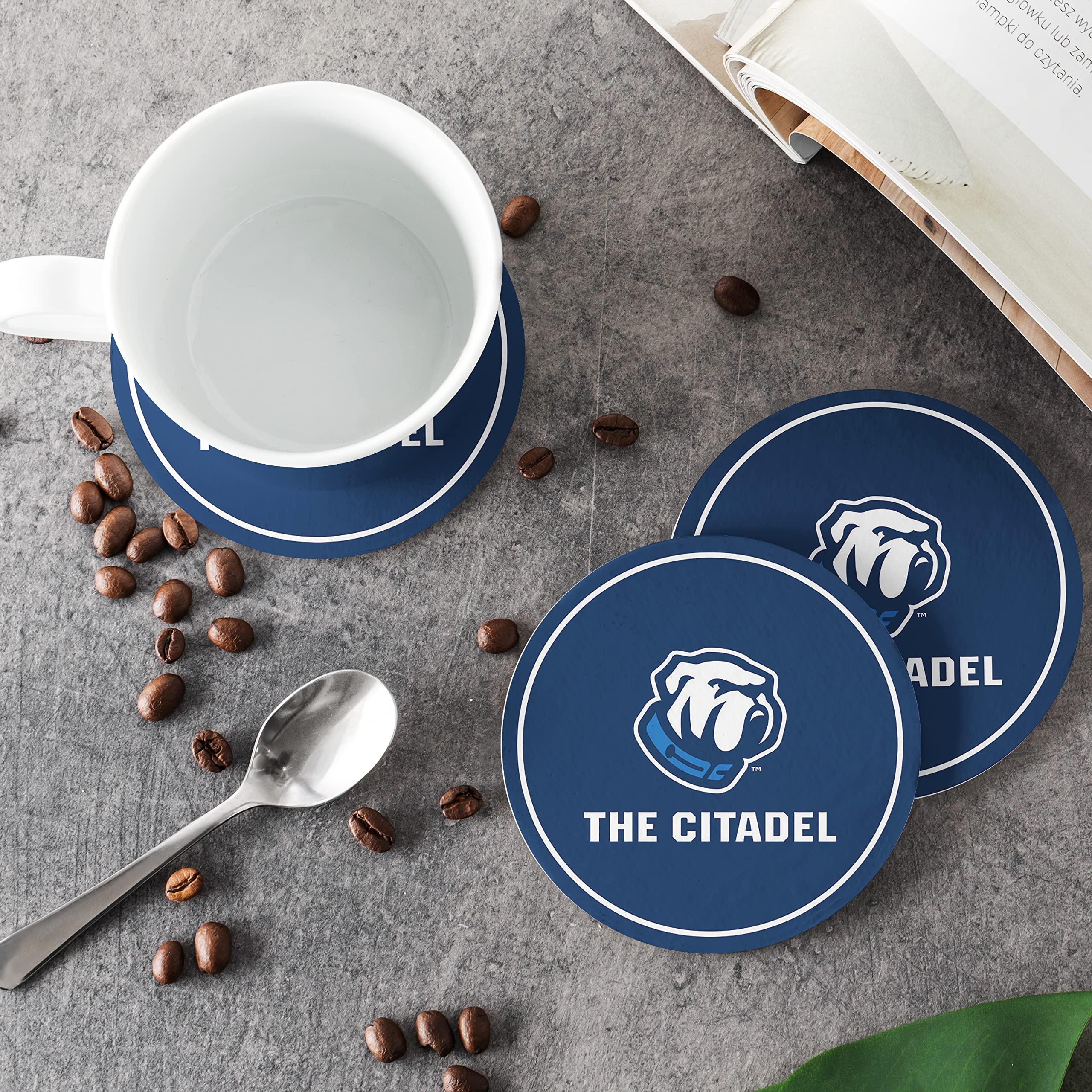 greeklife.store The Citadel Hardboard with Cork Backing Beverage Coasters Round (Set of 4) Coasters for Drinks (The Citadel 2)