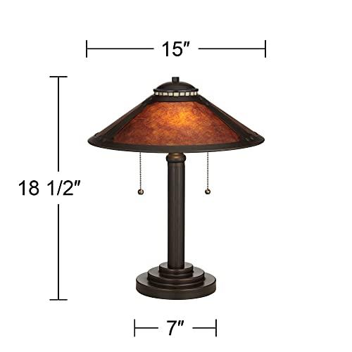 Robert Louis Tiffany Robert Louis Tiffany Mica Collection Mission Tiffany Style Desk Table Lamp 18 1/2" High Rustic Oil Rubbed Bronze Natural Mica Shade Decor for Bedroom House Bedside Nightstand Home Office Reading
