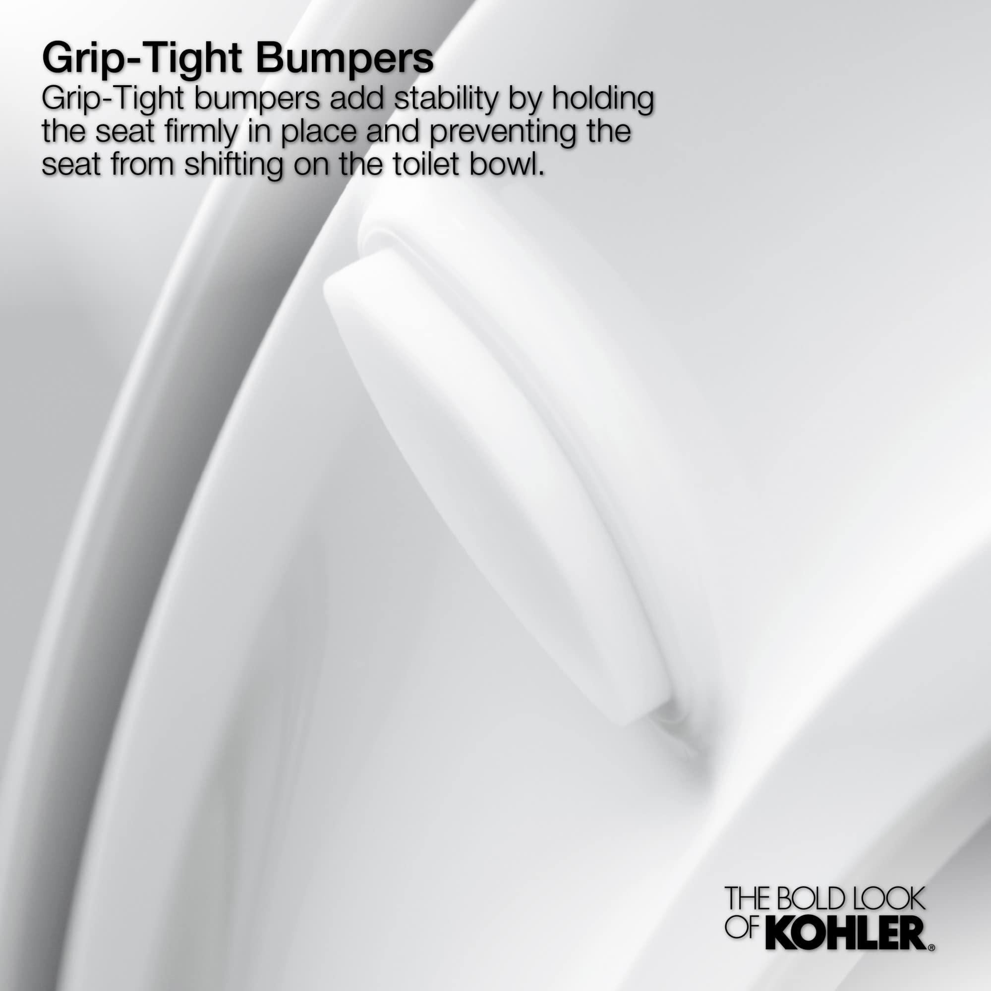 Kohler KOHLER K-4636-0 Cachet Elongated, Grip-Tight Bumpers, Quiet-Close Release Hinges, Quick-Attach Hardware, No Slam Toilet Seat, White