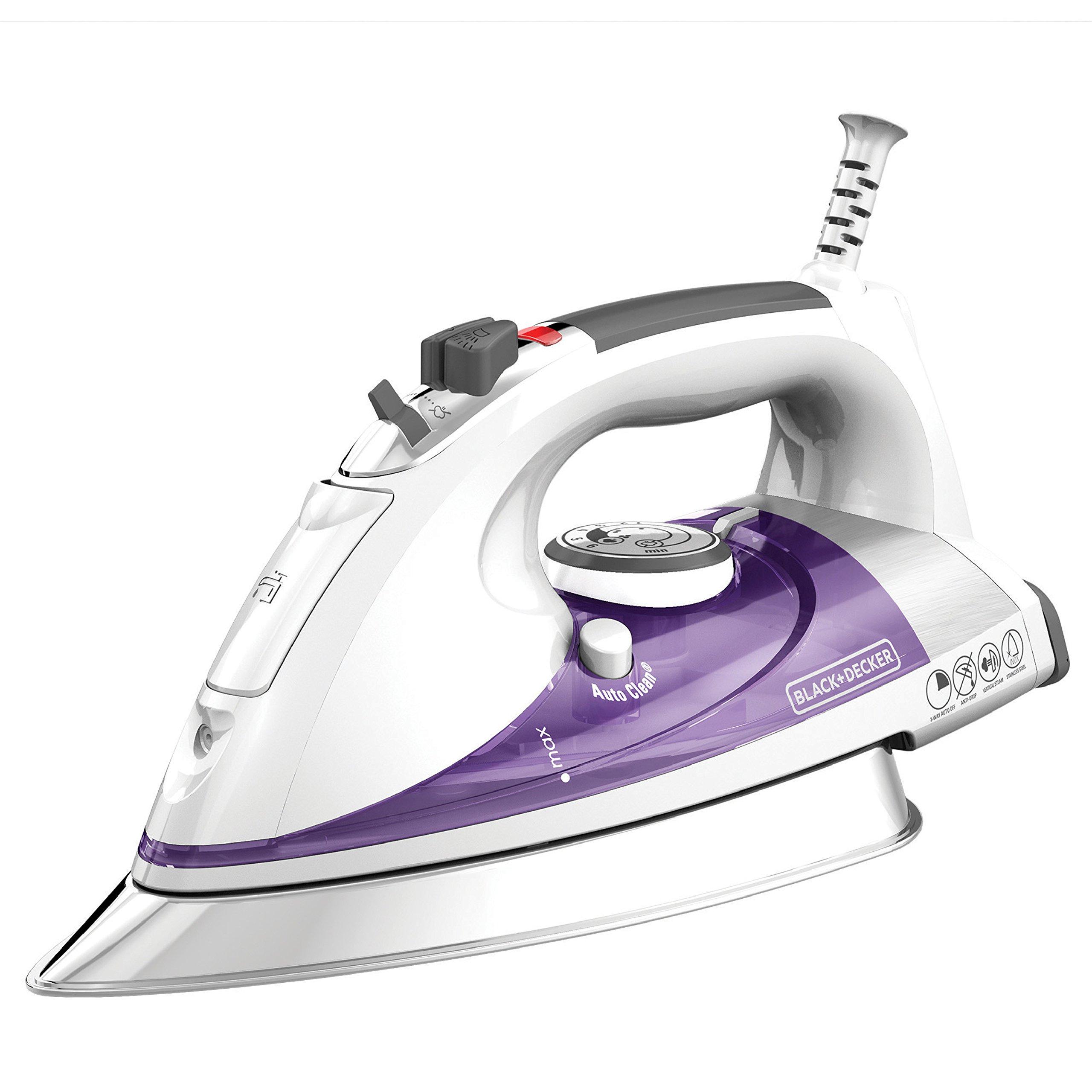 BLACK+DECKER BLACK+DECKER IR1350S Professional Steam Iron with Stainless Steel Soleplate and Extra-Long Cord, Purple