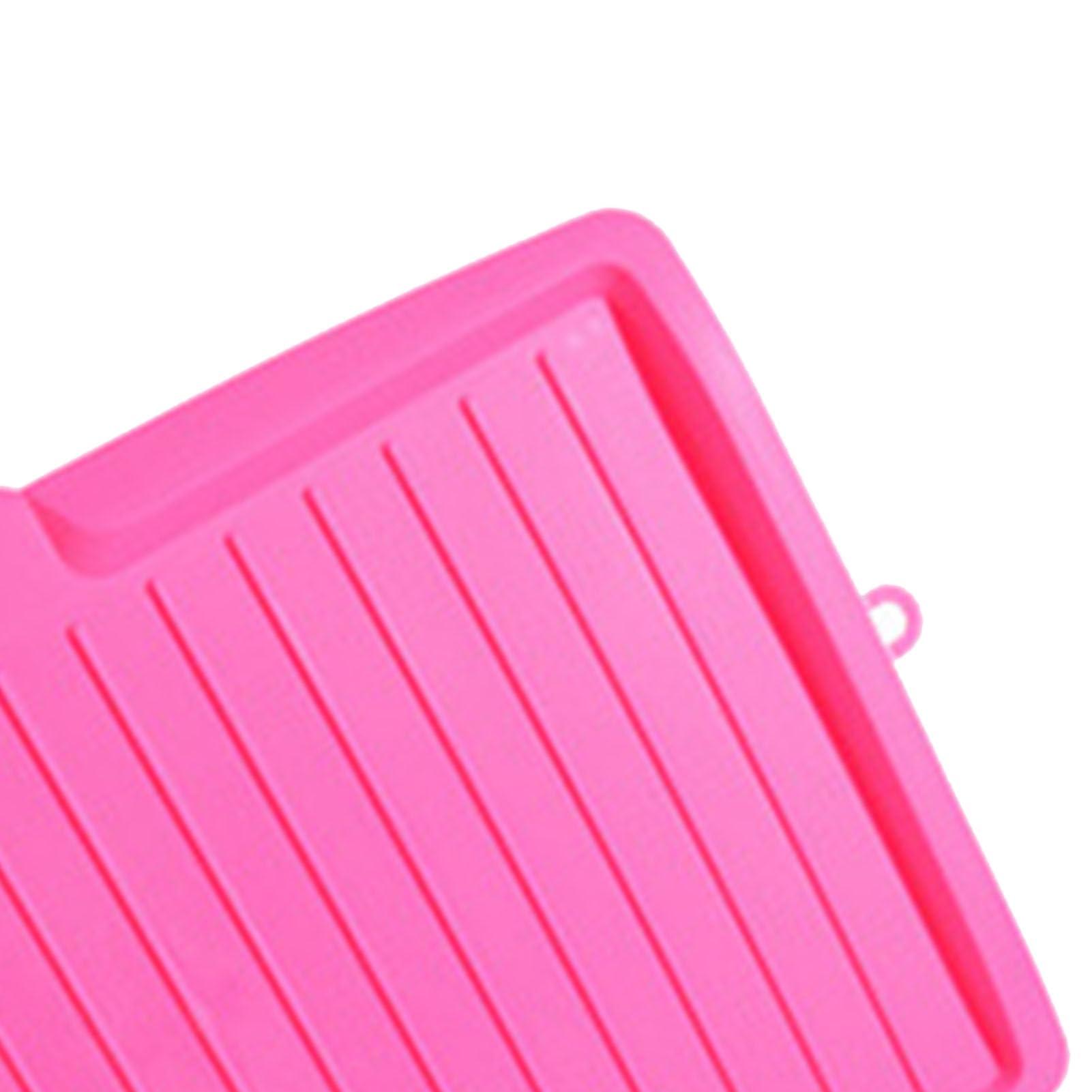 Sunicon Sunicon Kitchen Dish Drain Board, Kitchen Counter Drying Rack Dish Drainer Tray with Side Drop Slope Diversion and Non Slip Base for Bowl Cup Kitchenware, Rose Red