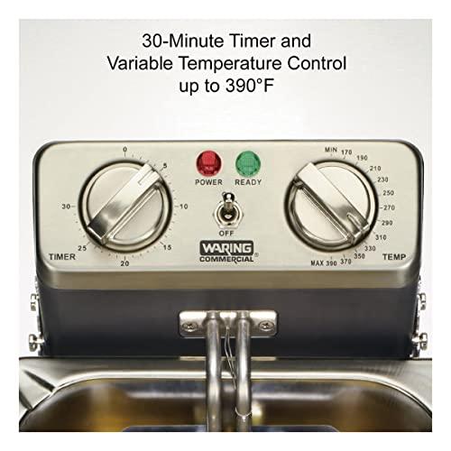 Waring Waring Commercial WDF1000 Heavy Duty 10 lb. Single Basket Deep Fryer , Includes 3 Fry Baskets & Night-Cover-1800W, 120V, 5-15 Plug