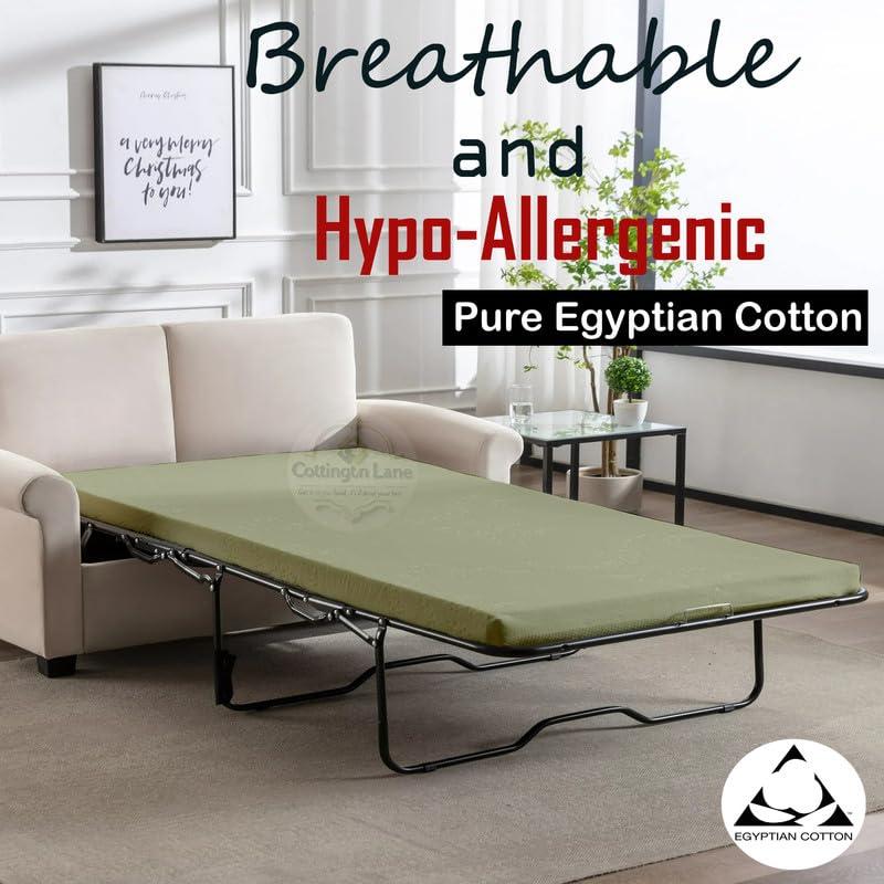 Cottington Lane Sleeper Sofa Fitted Sheet Queen Size - 100% Egyptian Cotton - 6 Inch Deep Fitted Queen Size Sleeper Sofa Sheets - Sofa Sleeper Fitted Sheet Only, Queen Sofa Bed/Pullout Couch Bottom Sheet(Sage)