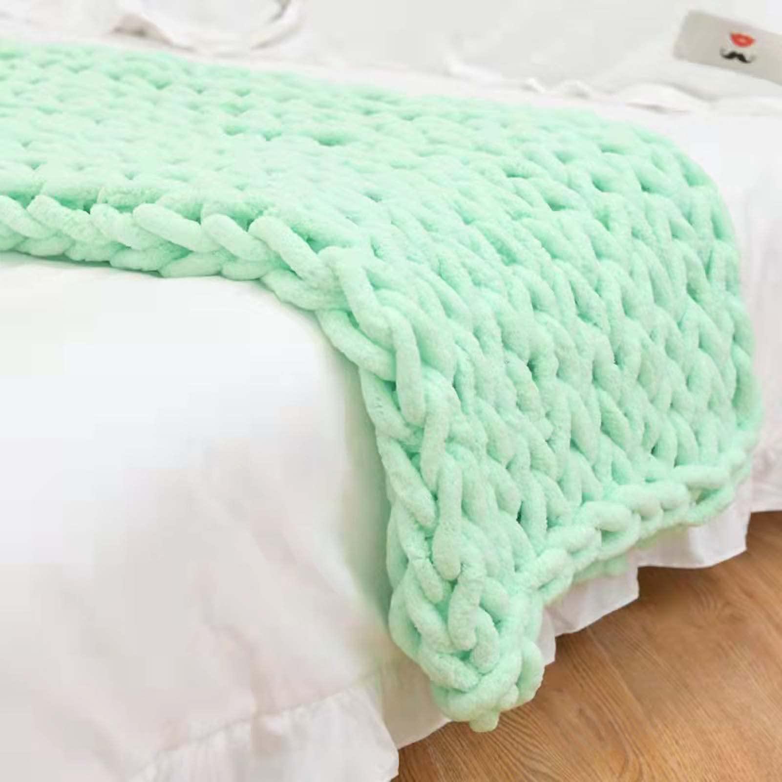 RGRE RGRE 47x59 inch Chunky Knit Blanket Cozy Chenille Throws, Handmade Chenille Yarn Cable Knitted Throw Blanket for Couch, Bed, Crochet Knitted Blankets, Soft Warm Handmade Throw