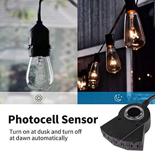 Brightown Outdoor Light Timer Waterproof, 24 Hours Plug in Timer with 2, 4, 6 or 8 Hours Countdown Mode, 3 Grounded Electrical Outlet for Outdoor Backyard Garden Patio Lights