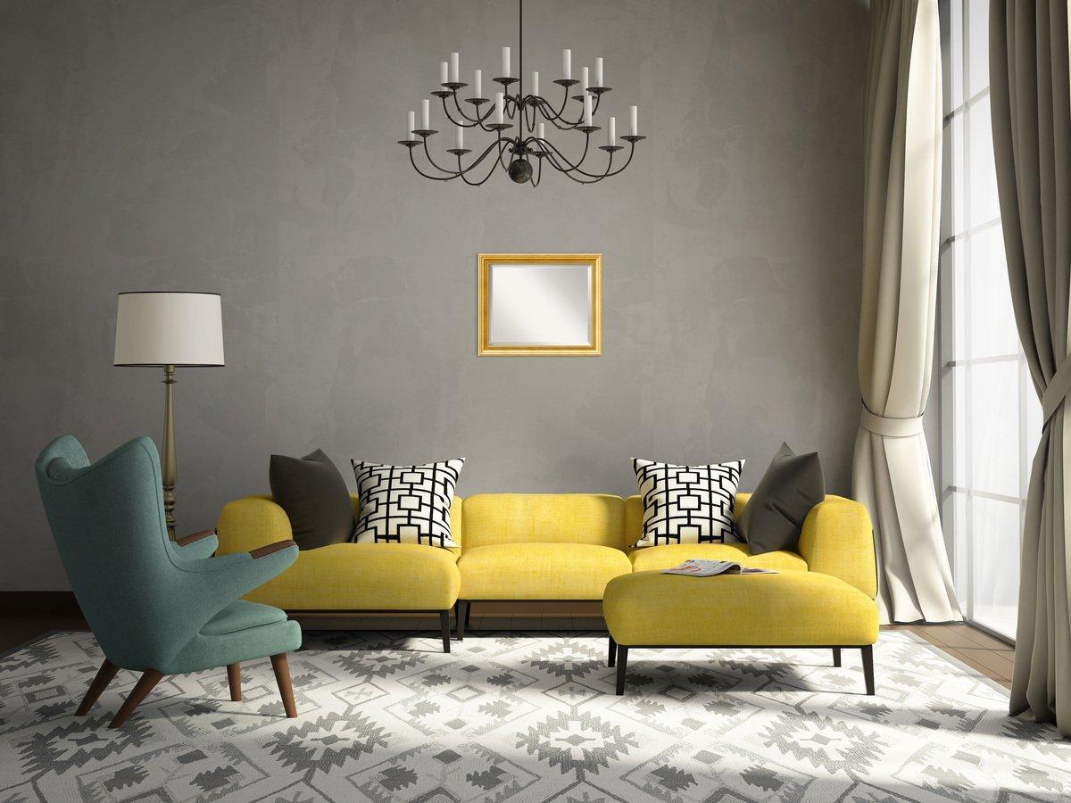 Amanti Art Amanti Art Gold Wall Mirror 24x20 Townhouse Gold Rectangle Bathroom Mirror for Wall Decor Living Room, Small Traditional Wood Frame, Hangs Horizonally and Vertically, Bathroom Decor, Beveled Edge