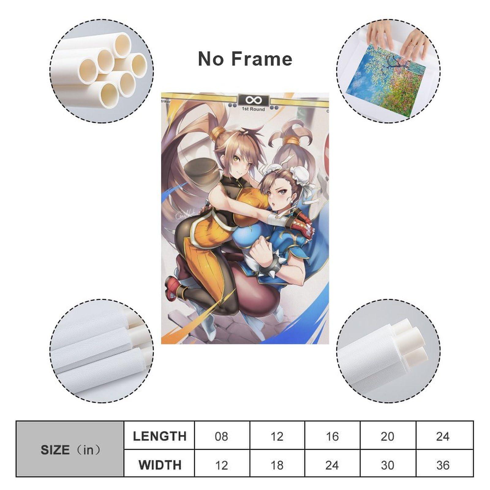 DFJHAZGT DFJHAZGT Street Fighter Game Posters Chun Li & Striker Sexy Anime Aesthetic Posters Poster Decorative Painting Canvas Wall Art Living Room Posters Bedroom Painting 20x30inch(50x75cm)