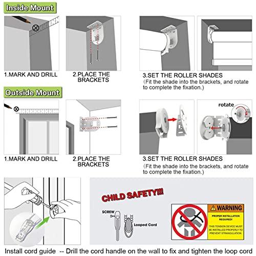 fhsblinds FHSBLINDS Blinds for Windows Roller Window Shades-Blackout Waterproof Room Darkening Custom Cut to Size Window Blinds & Shades for Home Kitchen Bedroom Office (Blue 100% Blackout, 22" W x 80" H)