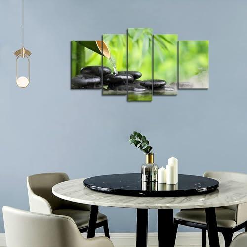 First Wall Art 5 Panel Zen Wall Art Green Spa Still Life with Bamboo Painting The Picture Print On Canvas Botanical Pictures for Home Decoration