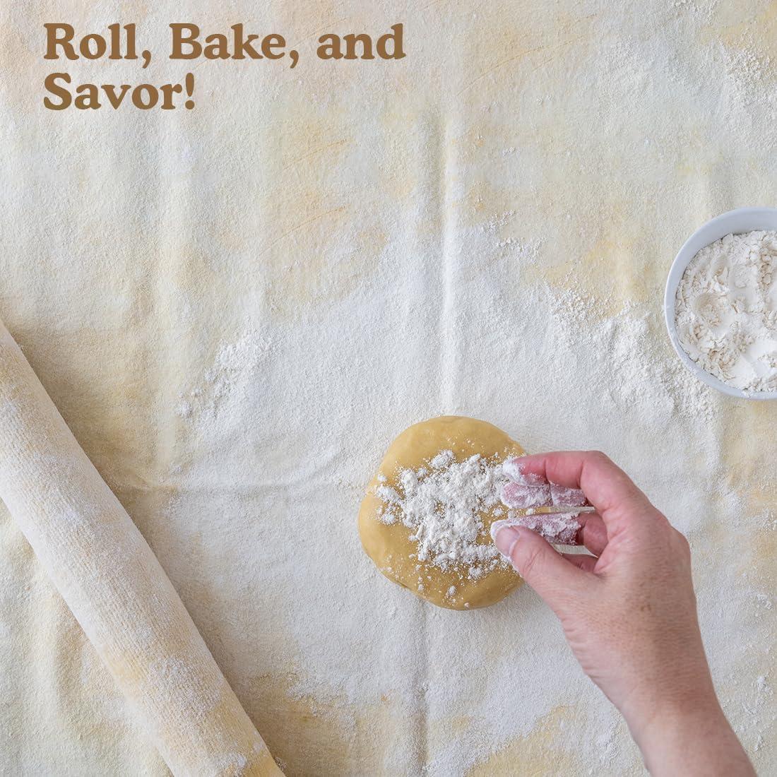 Regency Wraps Natural Pastry Cloth & Rolling Pin Cover Set, 100 Cotton