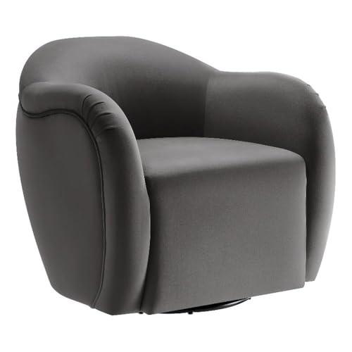 Modway Modway Compose Performance Velvet Swivel Armchair in Storm Gray - Barrel Accent Chair - Comfy Round Single Sofa Chair with 360 Rotation - Modern Upholstered Club Chair for Living Room, Bedroom