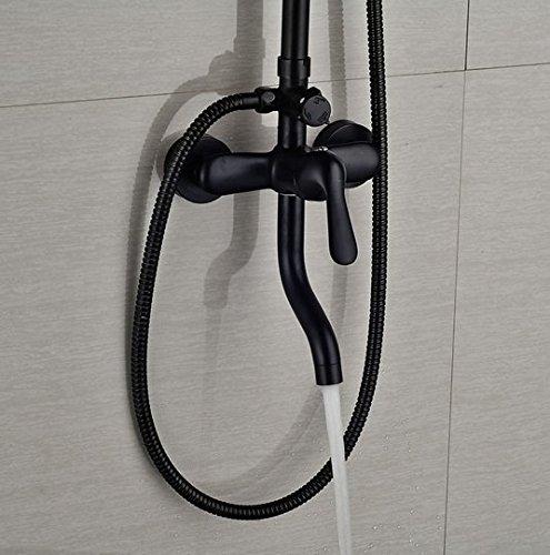 GOWE GOWE Oil-rubbed Bronze Exposed Bathroom Shower Faucet Complete Set Wall Mount Height Adjustable Tub Shower Mixer Taps
