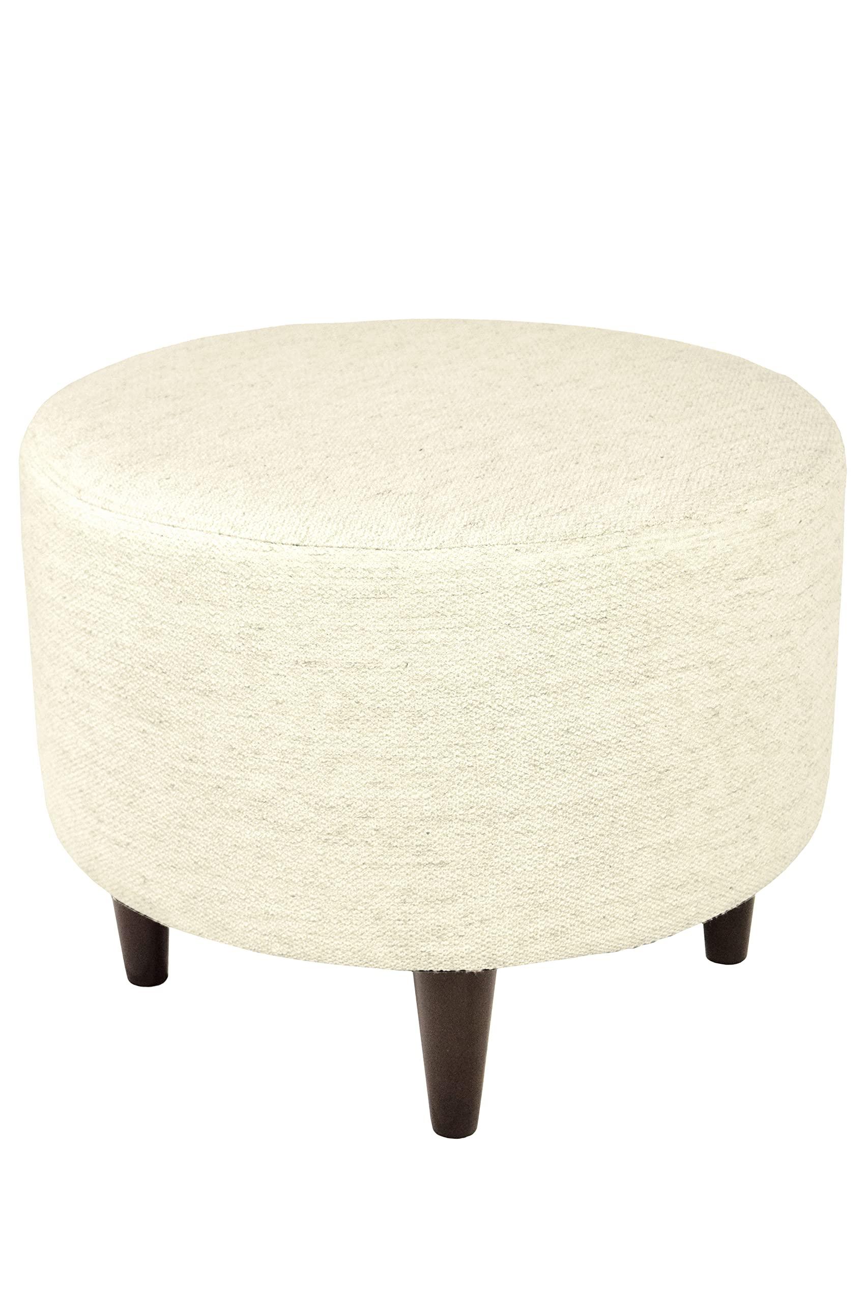 MJL Furniture Designs MJL Furniture Designs Sophia Round Ottoman Foot Rest for Couch, Upholstered & Padded Vanity Stool, Ideal for Entryway, Living Room, Bedroom, Reading Nook and Home Office, Ivory