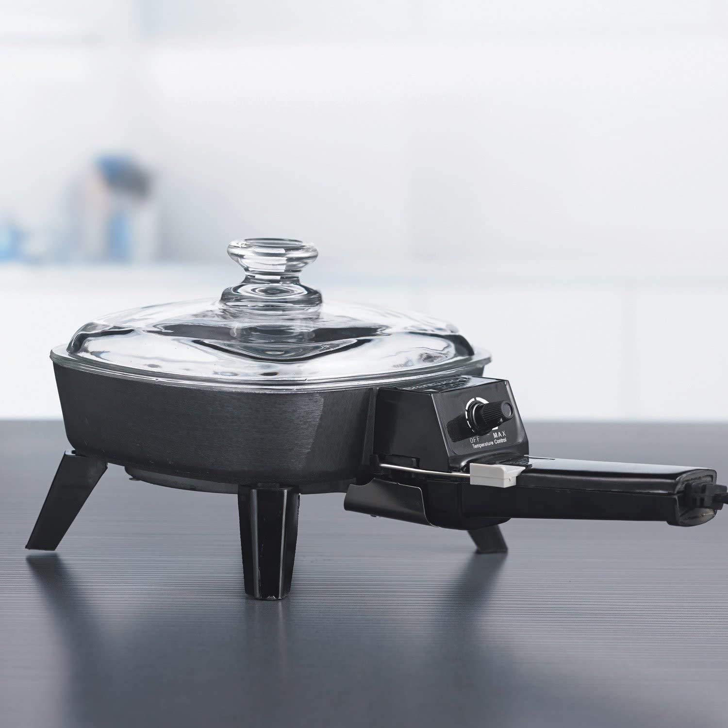 Brentwood Brentwood SK-45 6\" Non-Stick Electric Skillet with Glass Lid, Black, 7.7\"D x 9\"W x 6.6\"H