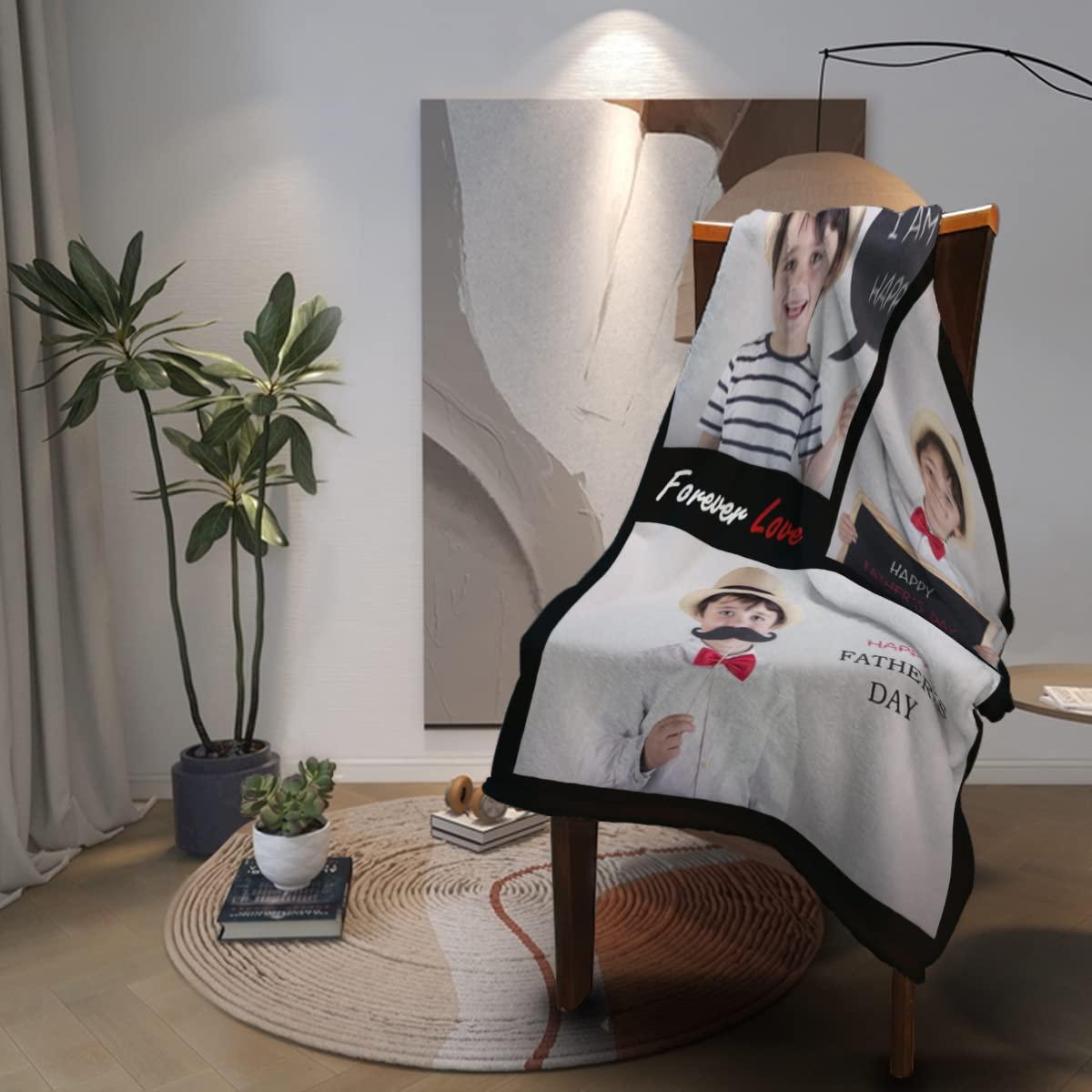 UNXUECO Personalized Photo Throw Blankets Customized Pictures Blanket Soft Fleece Blanket for Family Wedding Birthday Christmas Valentines Day Gifts for Women Men Him Her 51.2\"X39.4\"