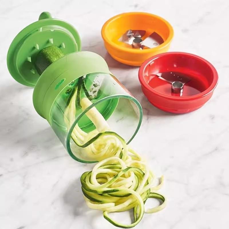 Kuuleyn Handheld Spiralizer Vegetable Slicer,Vegetable Zoodler Spiralizer,3 Blades Fine Shredded Coarse Shredded and Thin Slices Manual Handheld Spiral Shredder