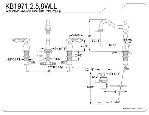 Kingston Brass Kingston Brass KB1975WLL Widespread Lavatory Faucet with Retail Pop-Up, 6-1/2" in Spout Reach, Oil Rubbed Bronze