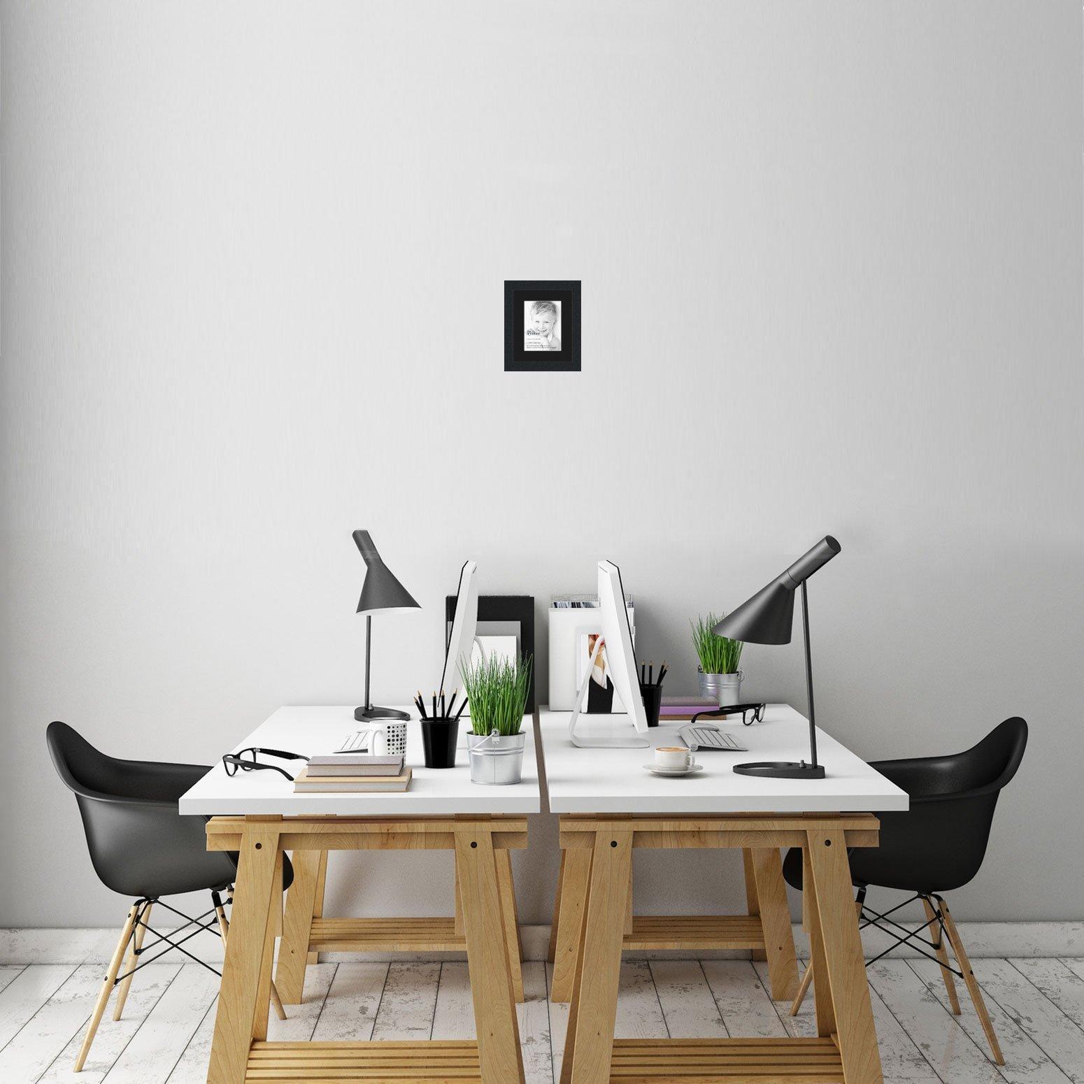 ArtToFrames 8.5x11 / 8.5 x 11 Picture Frame Satin Black .. 2'' wide with a 2'' double mat